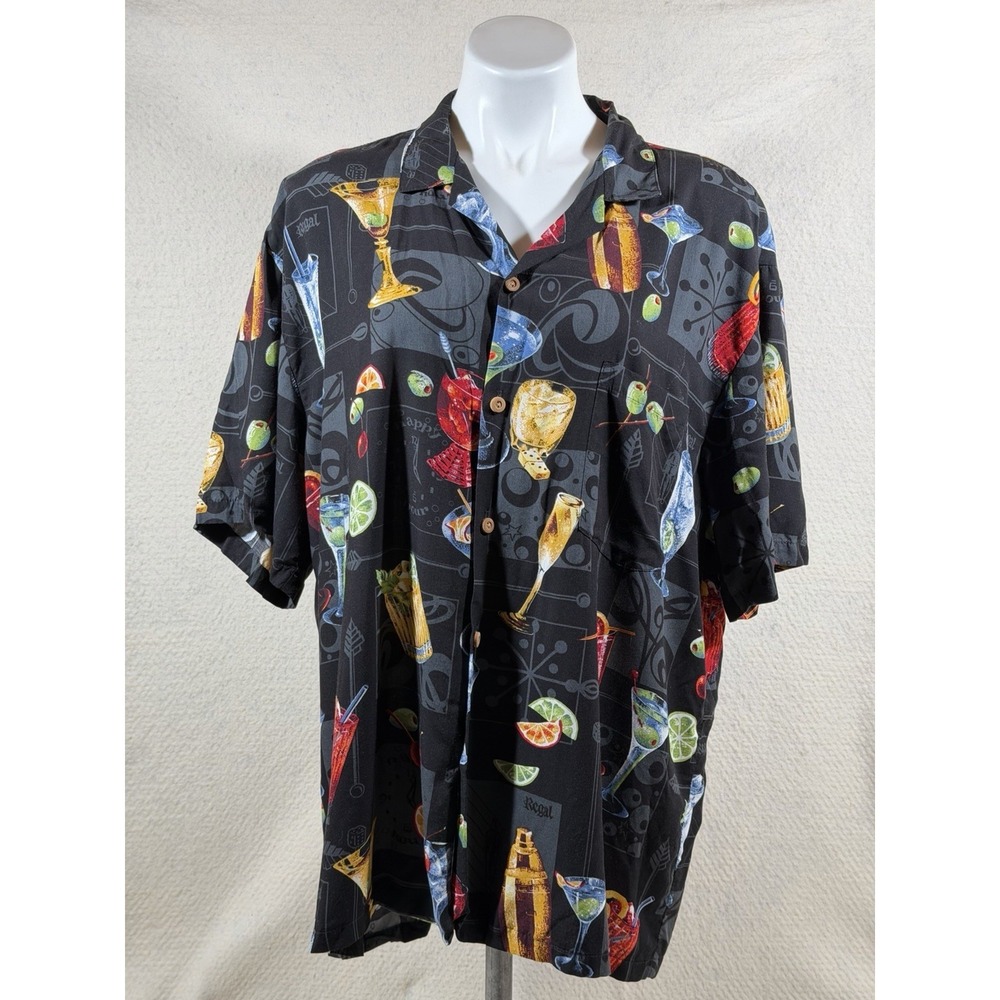 Paradise Found‎ Hawaiian Shirt Mens XL Cocktail Rayon Coastal Resortwear Aloha